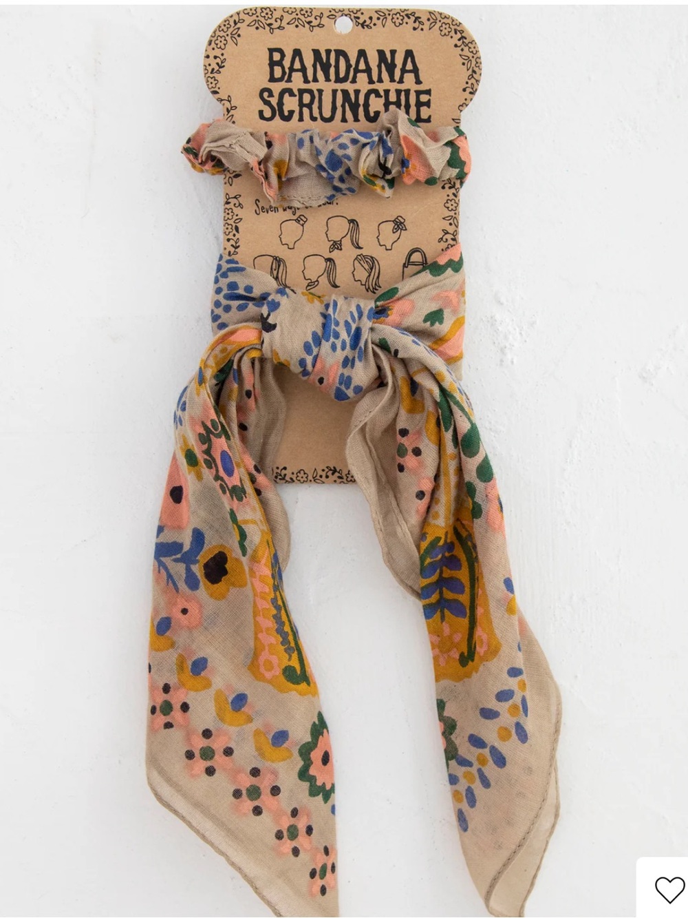 NATURAL LIFE Beige Floral Bandana Scrunchie